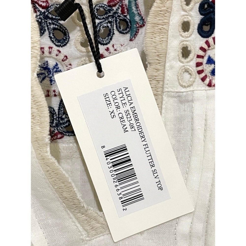 NWT Sea New York Women's Top Size XS Embroidered Flutter Sleeve Top - Picture 13 of 15